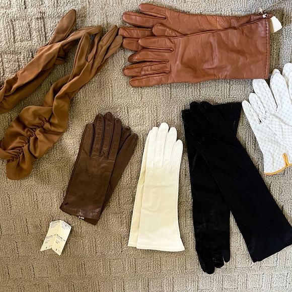 Vintage Accessories - Vintage Ladies Lot of 6 Gloves leather fabric